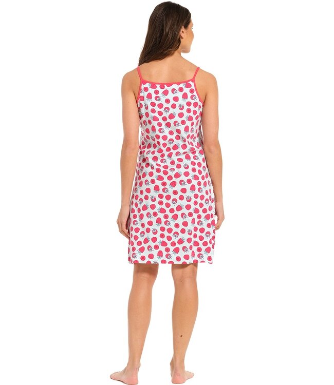 ladies cotton single jersey spaghetti strap summer nightdress 'sweet raspberry'