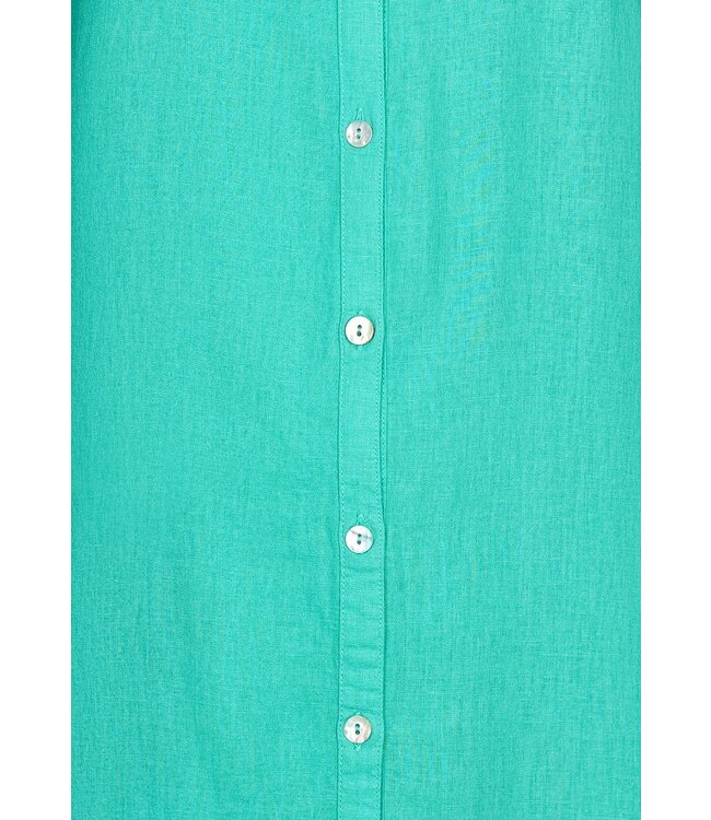 ladies aqua sea blue full button woven beach shirt with optional turn-up sleeves 'sunny day'