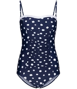 Pastunette Beach donkerblauw badpak met soft cups en verstelbare, afneembare bandjes 'dotty chic'