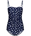 Pastunette Beach soft cup dark blue swimming costume with adjustable straps 'dotty chic'