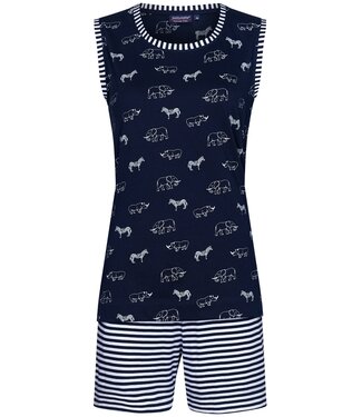 Rebelle ladies sleeveless cotton single jersey shorty set 'at the zoo'