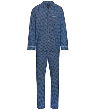 Robson men's blue full button 100% cotton woven pyjama 'diamond squares'