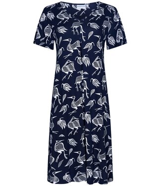 Pastunette Beach dark blue short sleeve beach dress 'crane birds'