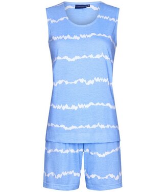 Pastunette ladies sleeveless organic cotton shorty set  'white waves'