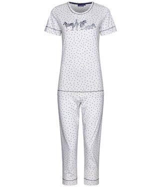 Rebelle ladies short sleeve cotton single jersey 3/4 pyjama 'at the zoo'