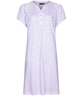 Pastunette ladies short sleeve cotton nightdress with pockets 'flowery lilac stripes'