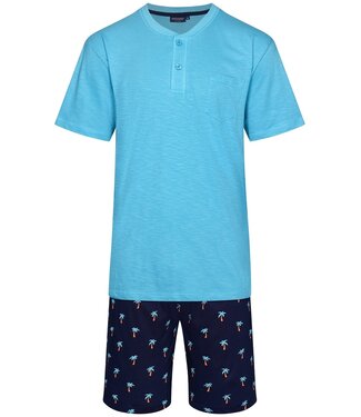 Pastunette for Men men's cotton shorty set with buttons 'palm island'