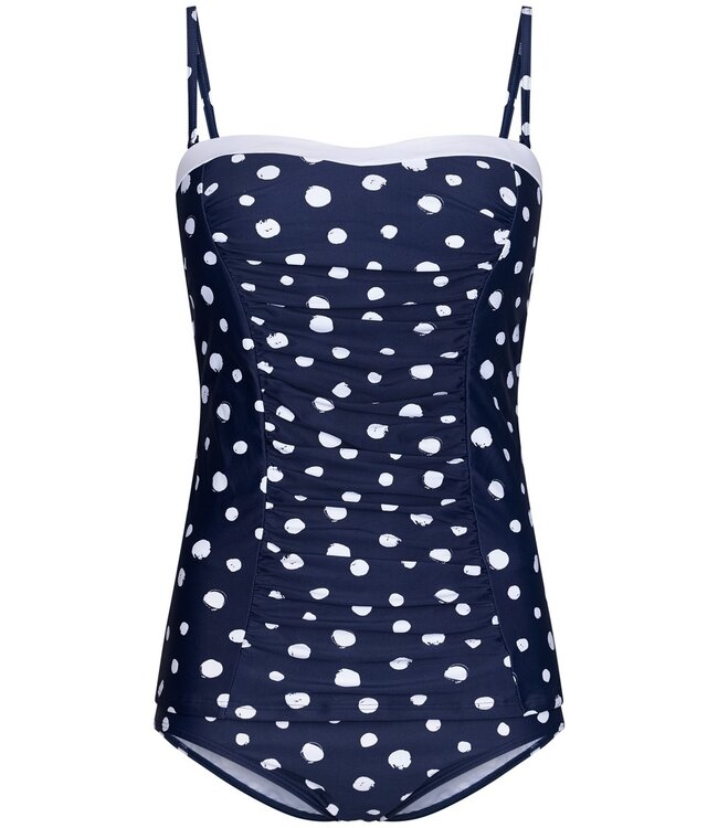 Pastunette Beach dark blue tankini set with adjustable straps 'dotty chic'