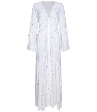 Pastunette Beach ladies extra long full button beach dress with flared sleeves 'cute frills'