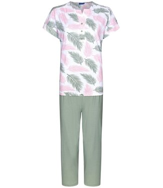 Pastunette ladies short sleeve cotton pyjama set with buttons 'outdoor life pink'