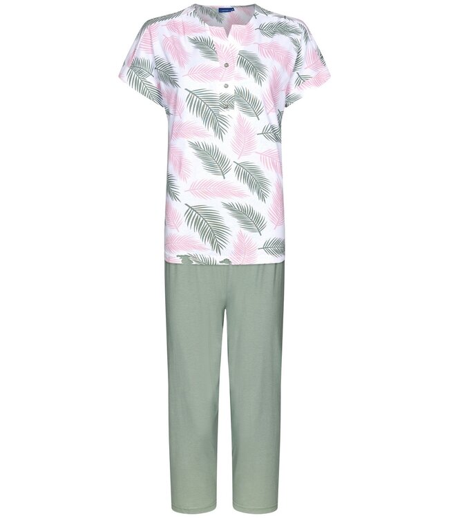 Pastunette ladies short sleeve cotton pyjama set with buttons 'outdoor life pink'