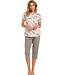 ladies short sleeve cotton pyjama set with buttons 'outdoor life pink'