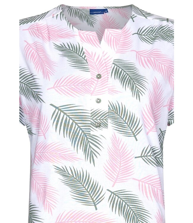 ladies short sleeve cotton pyjama set with buttons 'outdoor life pink'