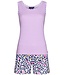 ladies organic cotton lilac shorty set with rib vest 'hidden chic flower'