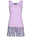 Rebelle ladies organic cotton lilac shorty set with rib vest 'hidden chic flower'