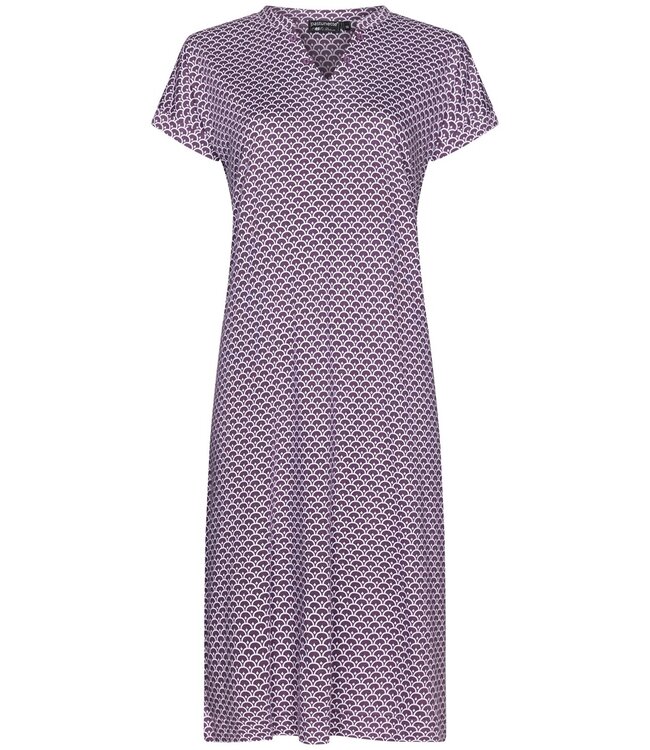Pastunette Deluxe katoen-modal, luxe, lang dames nachthemd 'semi circle dots' met korte mouwen