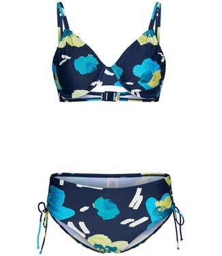 Pastunette Beach ladies underwire bikini set with adjustable straps 'floral blue blooms'