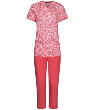 Rebelle ladies short sleeve cotton single jersey 3/4 pyjama set with buttons 'just wild'