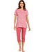 ladies short sleeve cotton single jersey 3/4 pyjama set with buttons 'just wild'