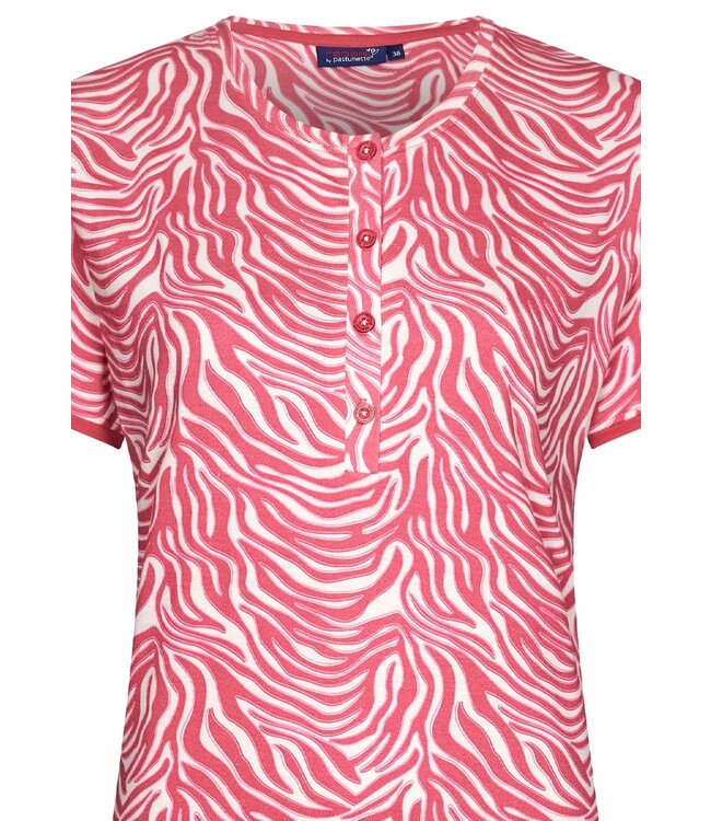 ladies short sleeve cotton single jersey 3/4 pyjama set with buttons 'just wild'