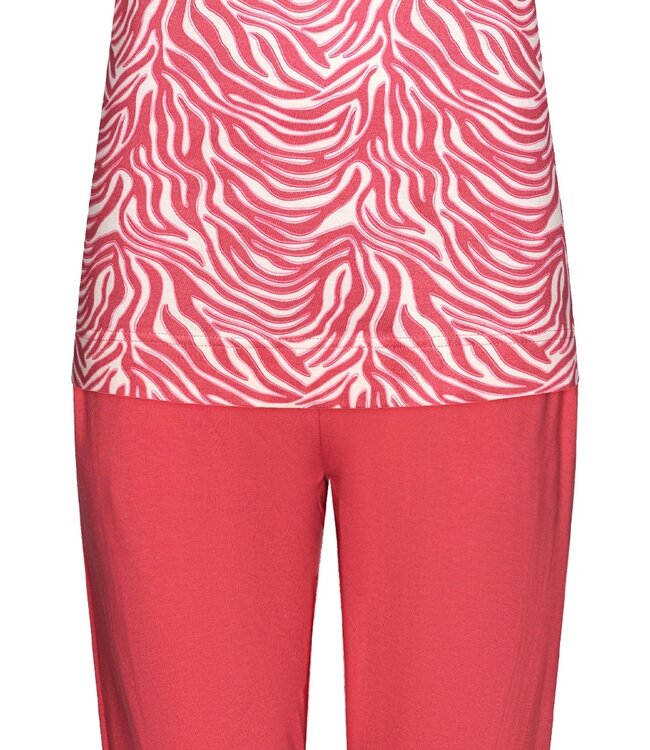 ladies short sleeve cotton single jersey 3/4 pyjama set with buttons 'just wild'