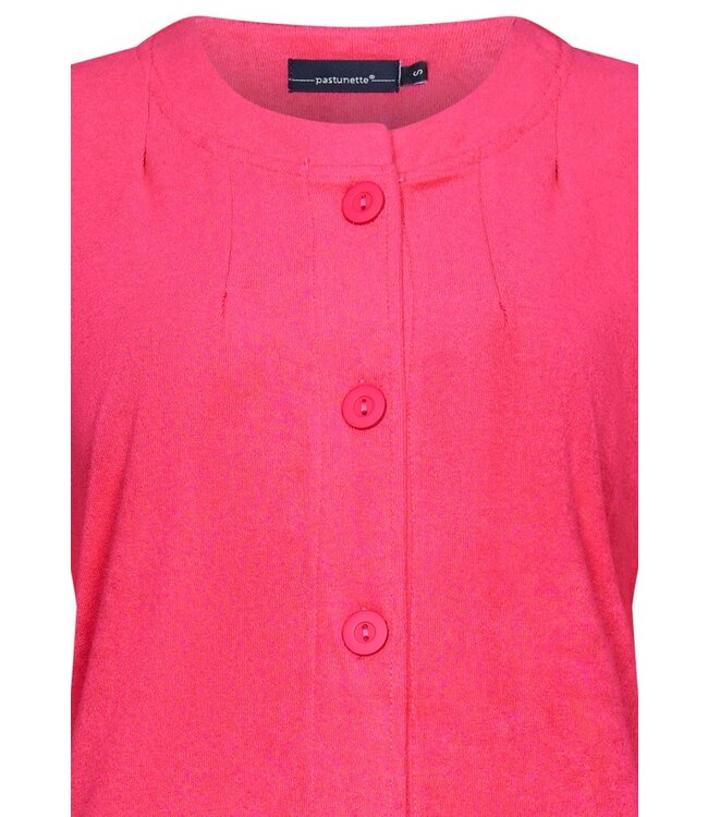 ladies pink full button 3/4 sleeve summer cotton-terry morninggown