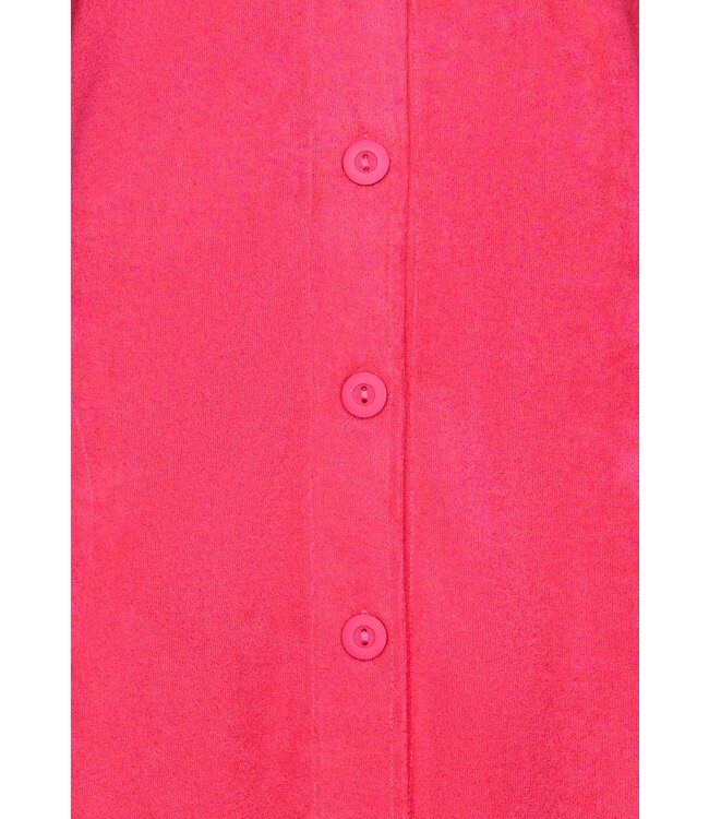 ladies pink full button 3/4 sleeve summer cotton-terry morninggown