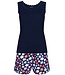 ladies organic cotton shorty set with rib vest 'forever flowers'