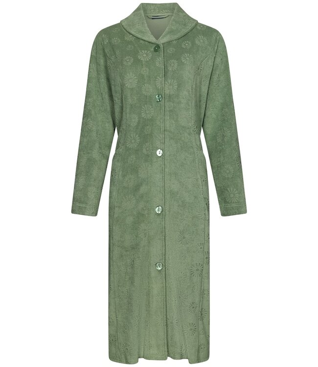 Pastunette olive beauty ladies full button embossed terry morninggown 'abstract daisy flower'