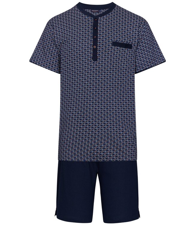 Pastunette for Men katoenen heren shorty set met korte mouwen en knopen 'groovy geometric'