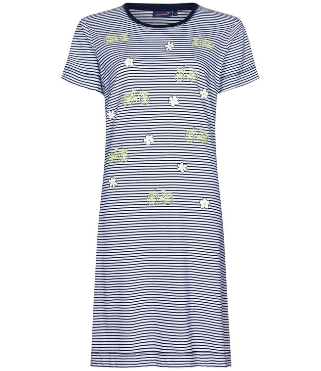 Rebelle ladies stripey short sleeve cotton single jersey nightdress 'bicycle flowers'