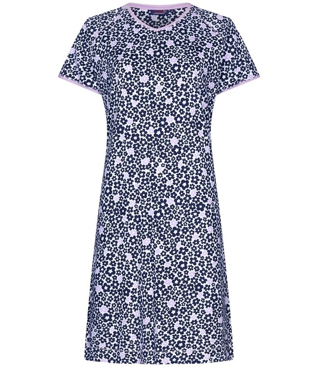 Rebelle ladies short sleeve cotton single jersey nightdress 'forever lilac flowers'