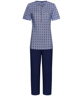 Pastunette ladies short sleeve cotton 3/4 pyjama set with buttons 'vintage diamond'