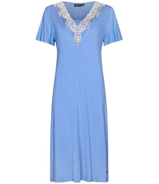 Pastunette Deluxe ladies short sleeve blue luxury  viscose -mix nightdress 'laced elegance'