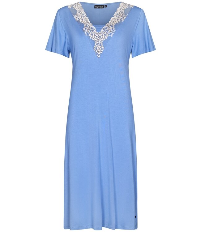 Pastunette Deluxe ladies short sleeve blue luxury  viscose -mix nightdress 'laced elegance'