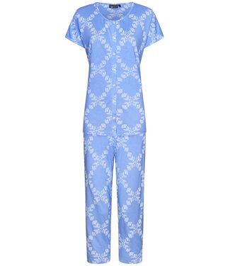 Pastunette Deluxe ladies short sleeve cotton-modal full button luxury 3/4 pyjama 'floral diamonds'