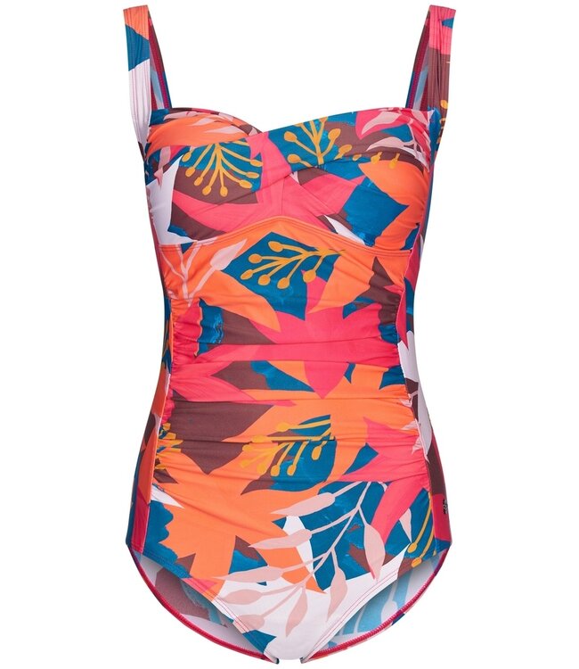 light red soft cup floral swimsuit 'paradise beach'