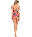light red soft cup floral swimsuit 'paradise beach'