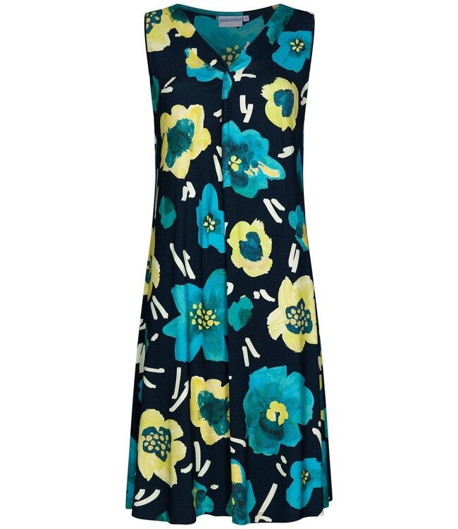 mouwloos strandjurkje met blauwe bloemen 'floral blue blooms'