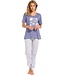 ladies short sleeve organic cotton pyjama set with cuffs 'flowery stripes'