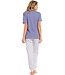 ladies short sleeve organic cotton pyjama set with cuffs 'flowery stripes'