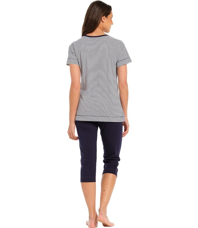 ladies stripey short sleeve  cotton single jersey pyjama set 'bicycle flowers'