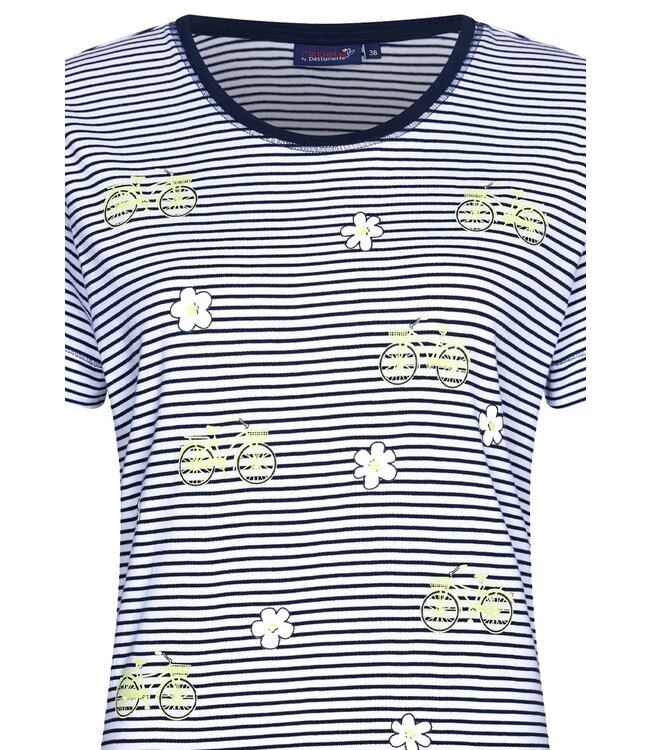 ladies stripey short sleeve  cotton single jersey pyjama set 'bicycle flowers'