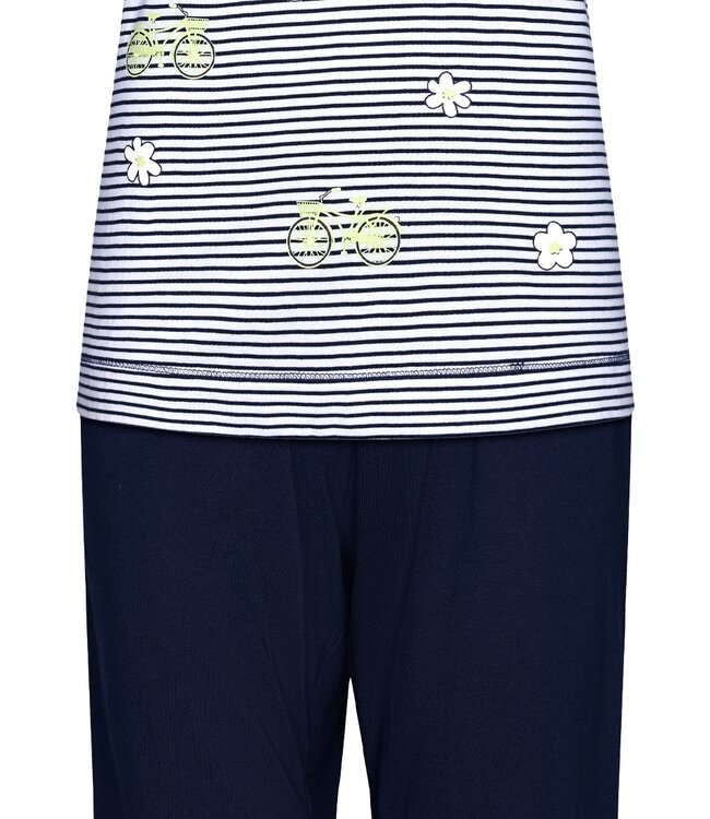 ladies stripey short sleeve  cotton single jersey pyjama set 'bicycle flowers'