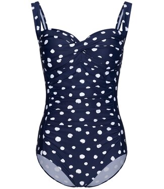 Pastunette Beach donkerblauw dames badpak met soft cups 'dotty chic'