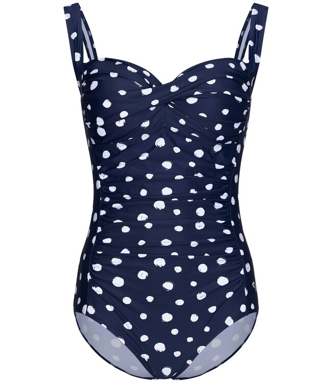 Pastunette Beach donkerblauw dames badpak met soft cups 'dotty chic'