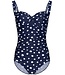 Pastunette Beach donkerblauw dames badpak met soft cups 'dotty chic'