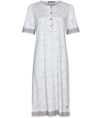 Pastunette Deluxe ladies short sleeve cotton modal 'v' neck nightdress with buttons 'dotty diamonds'