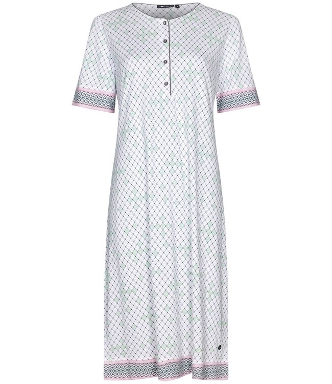 Pastunette Deluxe ladies short sleeve cotton modal 'v' neck nightdress with buttons 'dotty diamonds'