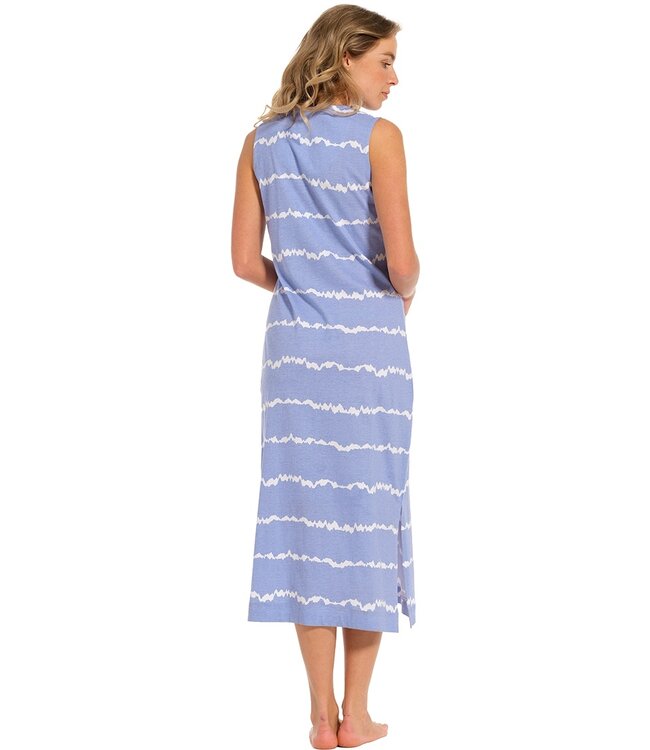 ladies long organic cotton nightdress 'white waves'